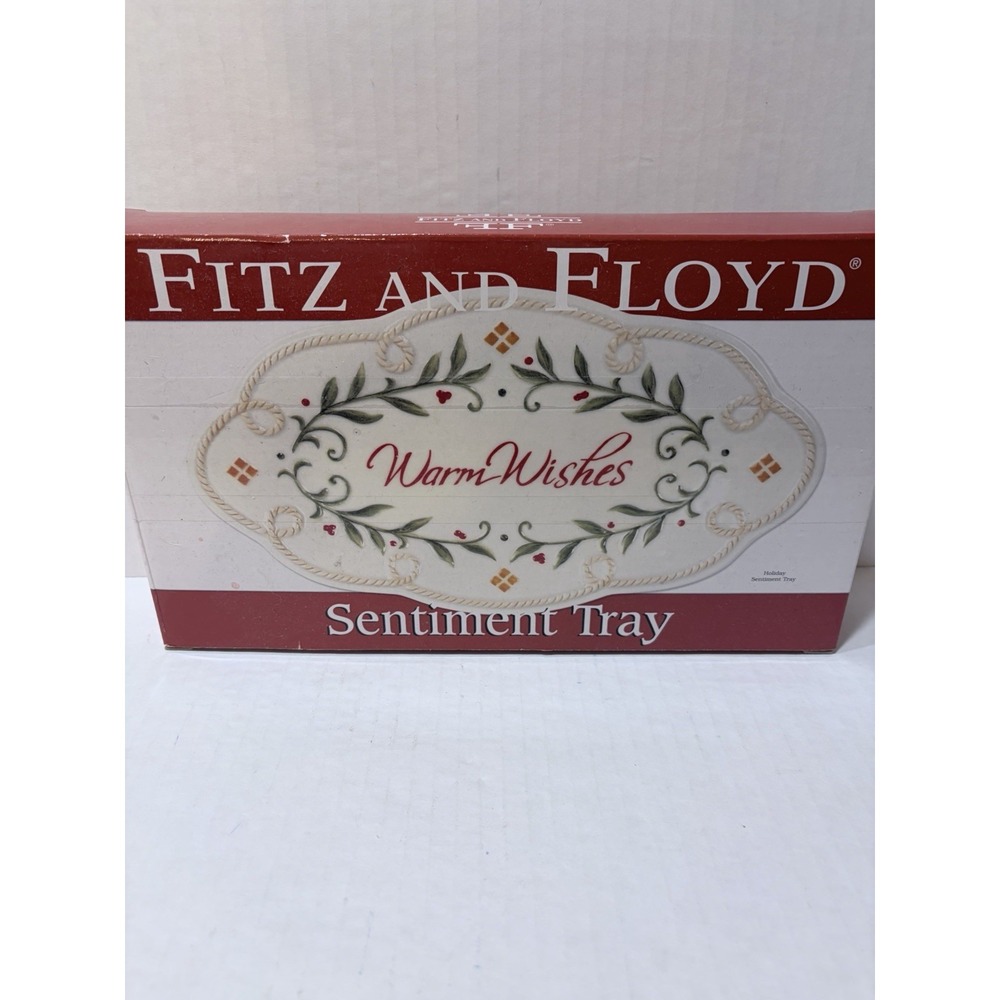 Fitz and Floyd Warm Wishes Sentiment Ceramic Serving Tray Oval 10" 63-1093